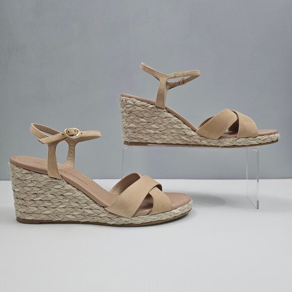 NEW Stuart Weitzman Dayna Wedges Womens 11 Adobe Tan Suede Espadrille Sandal - Picture 3 of 12